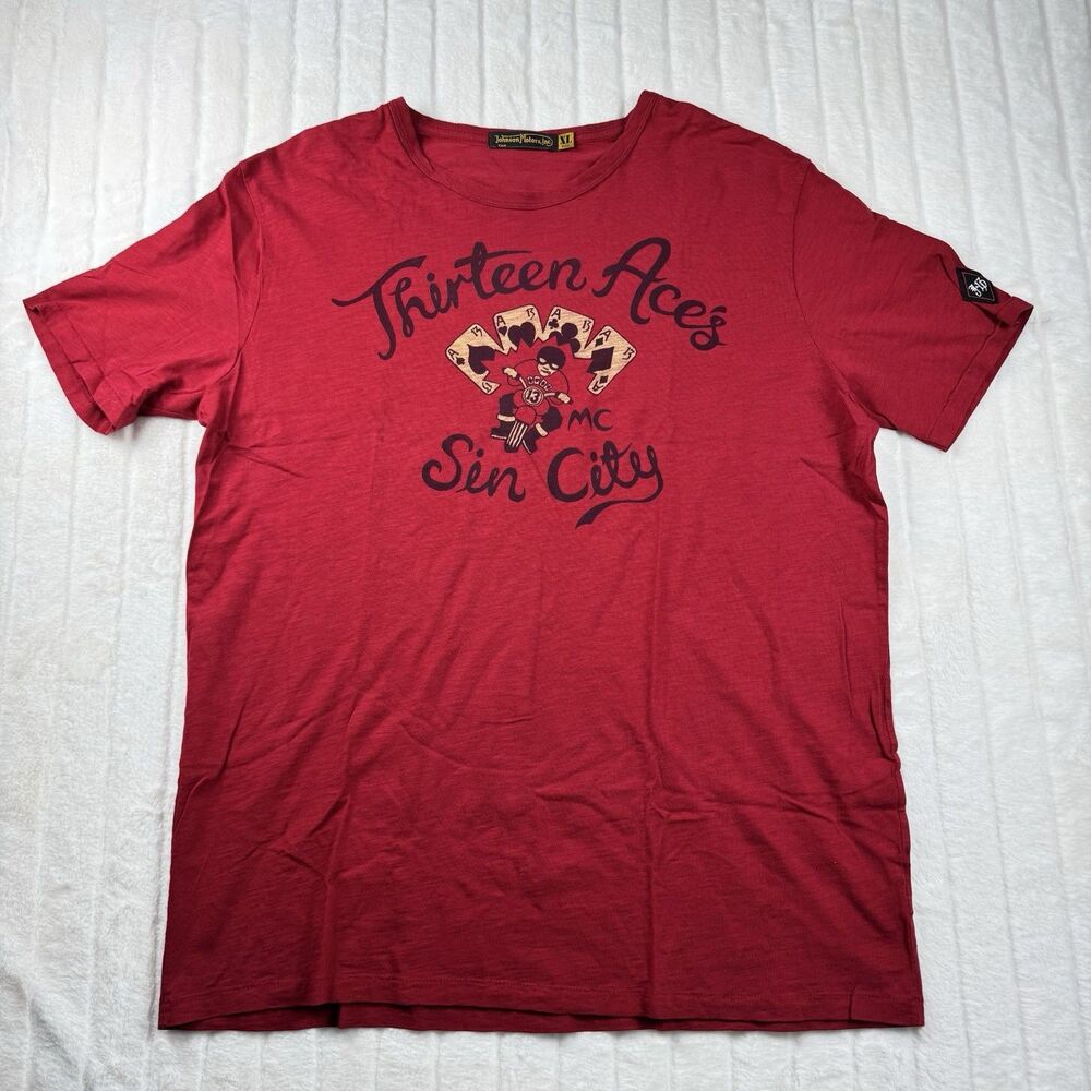 Johnson Motors Inc Thirteen Aces Sin City T Shirt Men XL Red Double Side USA